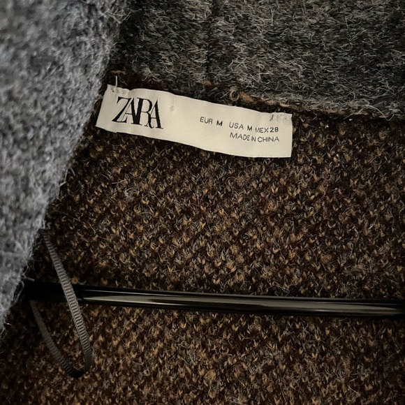 Zara Gray, Brown & Tan Camouflage Open-Front Knit Coatigan - Picture 4 of 5